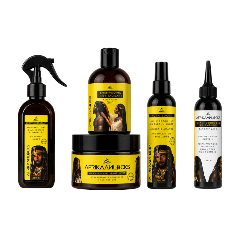 Routine Complète Homme pour Locks & Microlocks – 5 Soins au Parfum Ambré | Afrikaanlocks